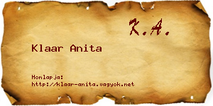 Klaar Anita névjegykártya